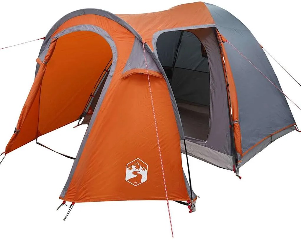 vidaXL Dóm sátor Kupola tetővel Szürke és narancs 384 x 254 x 170 cm