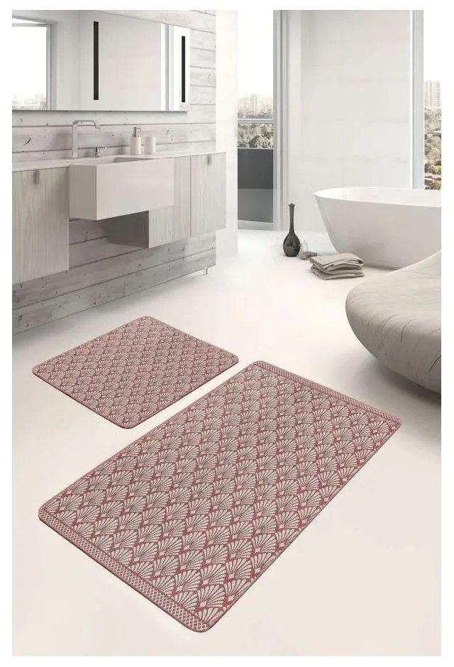 Barna bársony fürdőszobai kilépő szett 2 db-os 60x100 cm – Mila Home