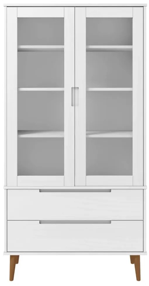 MOLDE fehér tömör fenyőfa vitrin szekrény 90 x 35 x 175 cm
