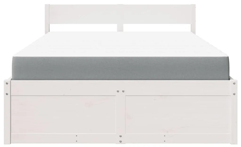 fehér tömör fenyőfa ágy fiókokkal és matraccal 120 x 200 cm