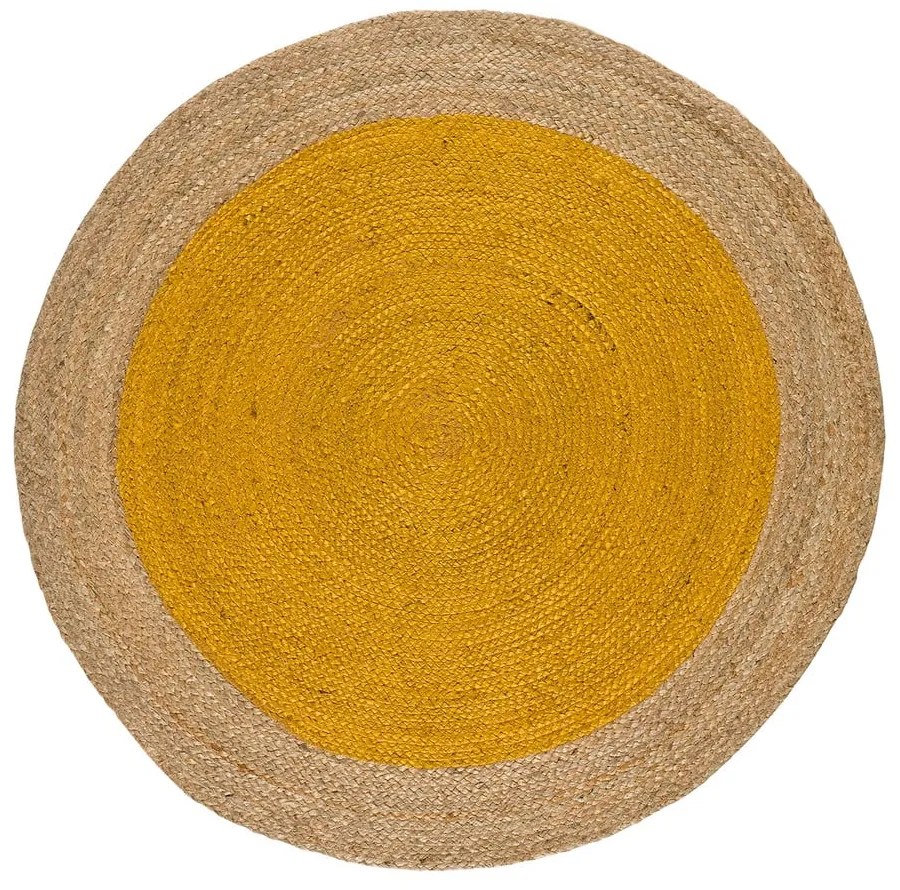 Mustársárga-natúr színű kerek szőnyeg ø 120 cm Mahon – Universal