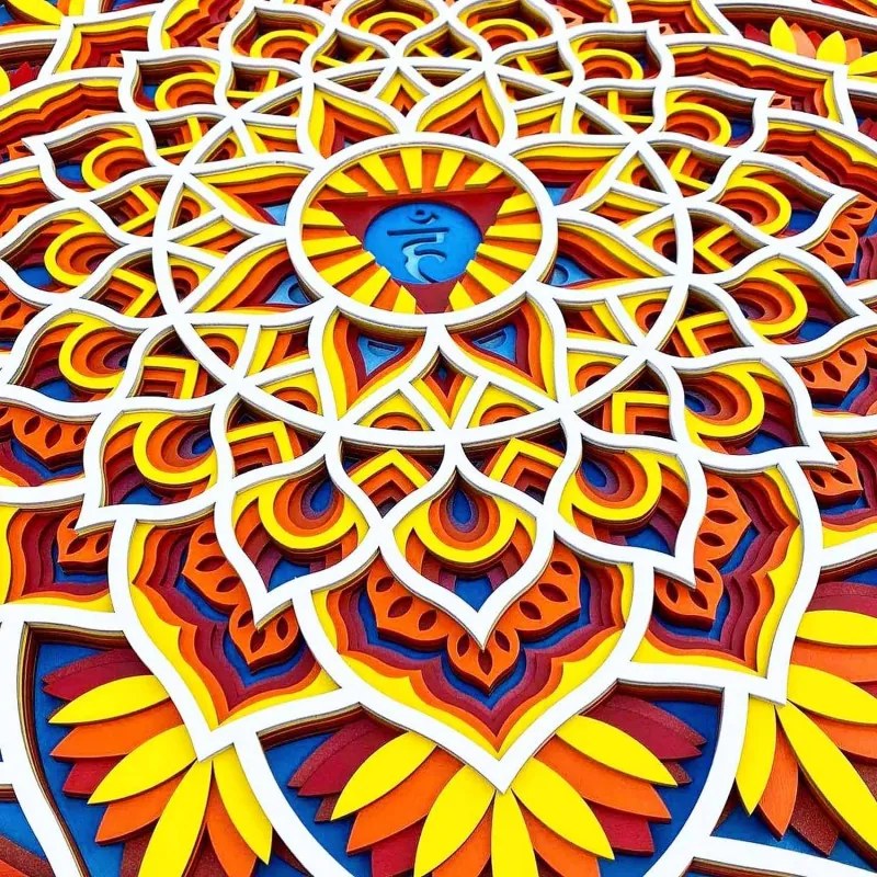 Feng shui energiával díszített fa mandala a falon | akár 90 cm-ig