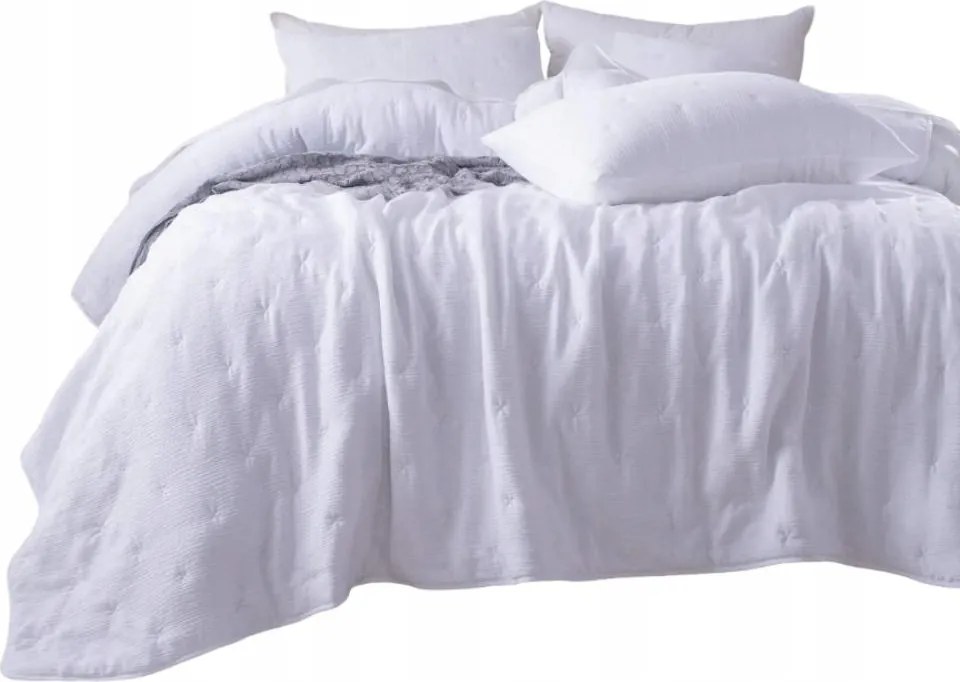 Dekoratív ágytakaró muszlin szerkezettel Stella 140x200 fehér, hímzett