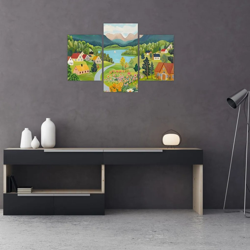 Kép - Falu a hegyekben (90x60 cm)
