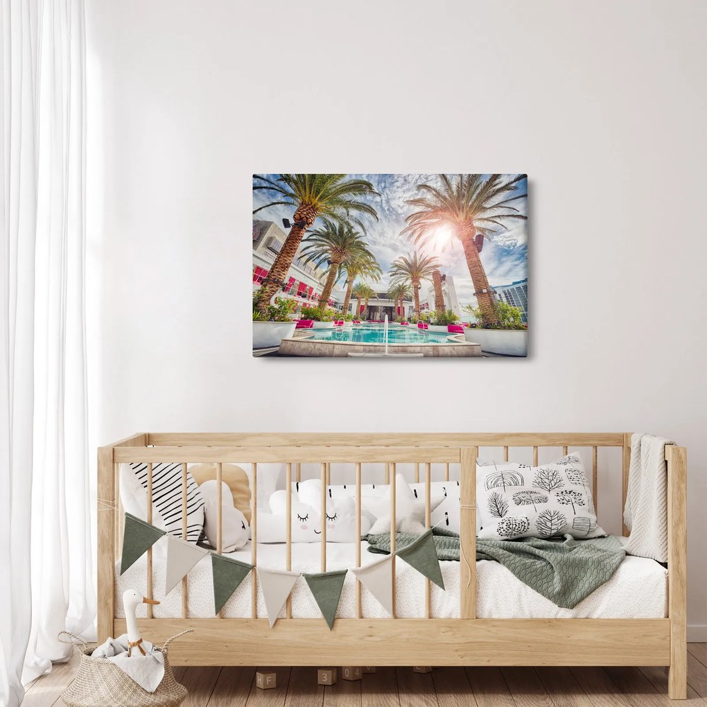 Kép - pálmafák úszómedencével (90x60 cm)