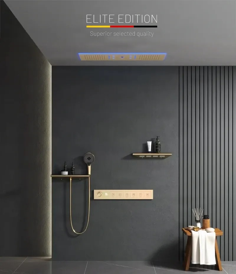 Falba süllyesztett zuhanyrendszer ELITE EDITION BCS1045, 6 funkcióval, LED-világítással, termosztáttal és többféle felülettel — Gunmetal szürke —…