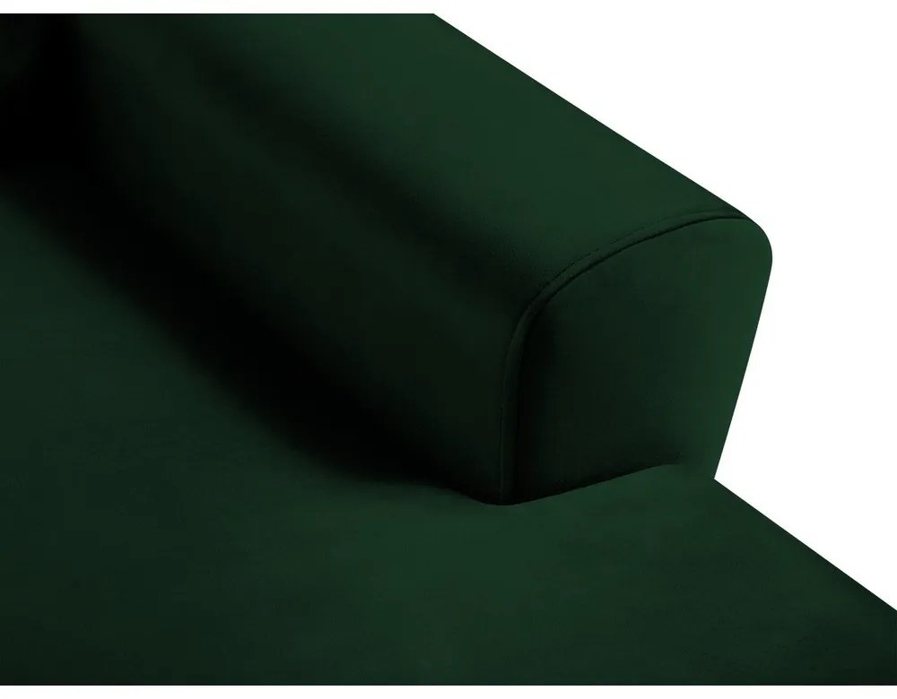 Zöld bársony kinyitható tárolóhelyes sarokkanapé (jobb oldali-heverő résszel) Kyoto – Cosmopolitan Design