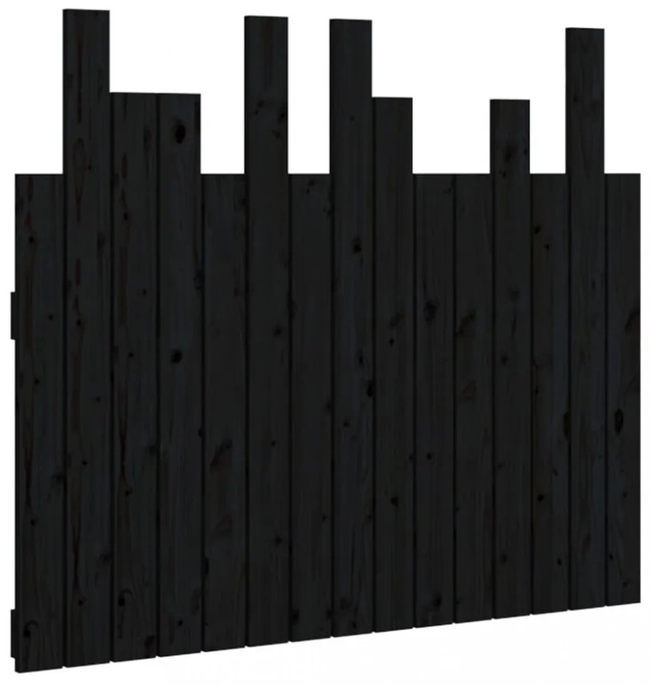 fekete tömör fenyőfa fali fejtámla 95,5 x 3 x 80 cm