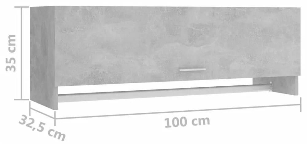 betonszürke szerelt fa ruhásszekrény 100 x 32,5 x 35 cm