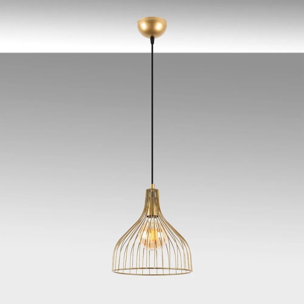 Aranyszínű függőlámpa fém búrával ø 25 cm Cafu – Opviq lights