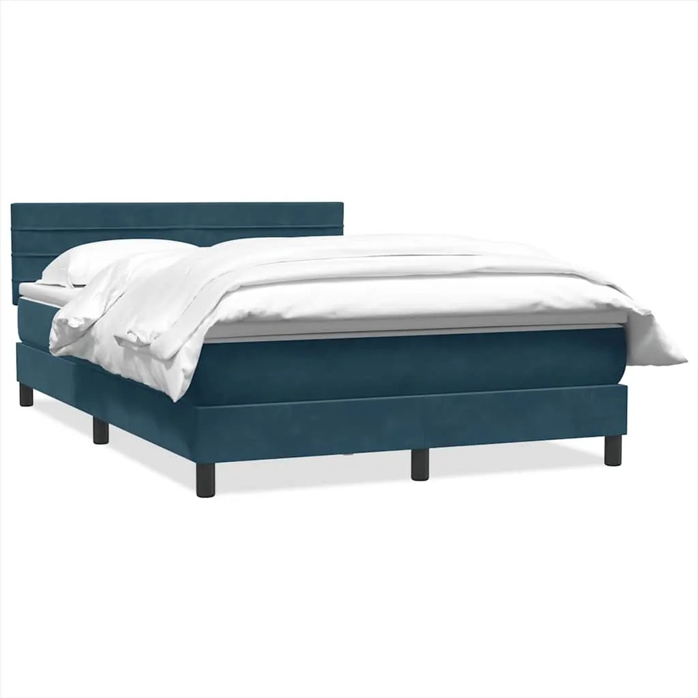 vidaXL sötétkék bársony rugós ágy matraccal 140x210 cm