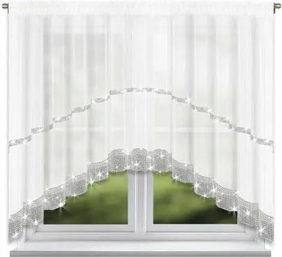 Függöny Fehér Fátyol íves Strasszok szalagon 500x150cm Glamour L236