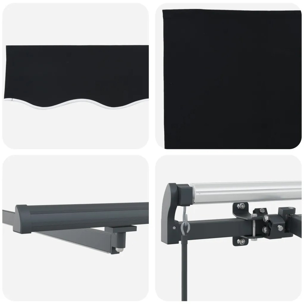 Kézi Behúzható Napellenző LED Fekete 300x250 cm