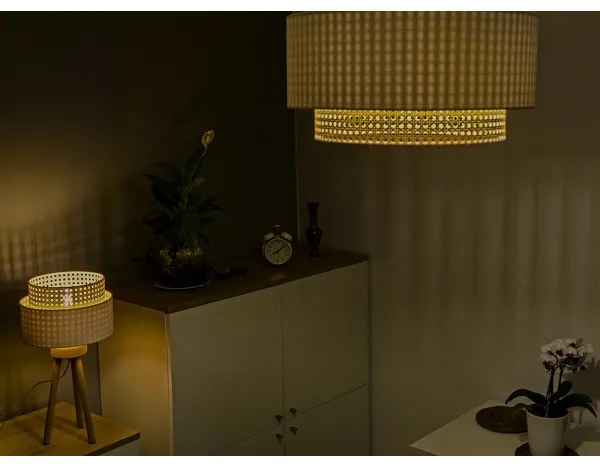 Duolla - Mennyezeti lámpa BOHO 3xE27/15W/230V, 60 cm, krém/rattan