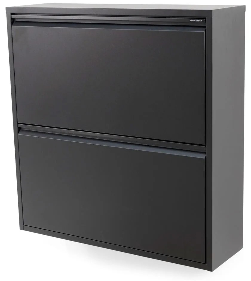 Fekete fém billenő ajtós cipőtartó 75x77,5x22,5 cm Billy – Spinder Design