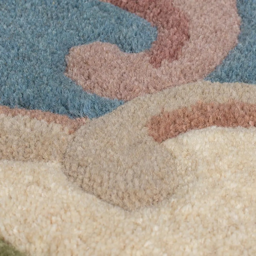 Aubusson kék gyapjú szőnyeg, ⌀ 120 cm - Flair Rugs