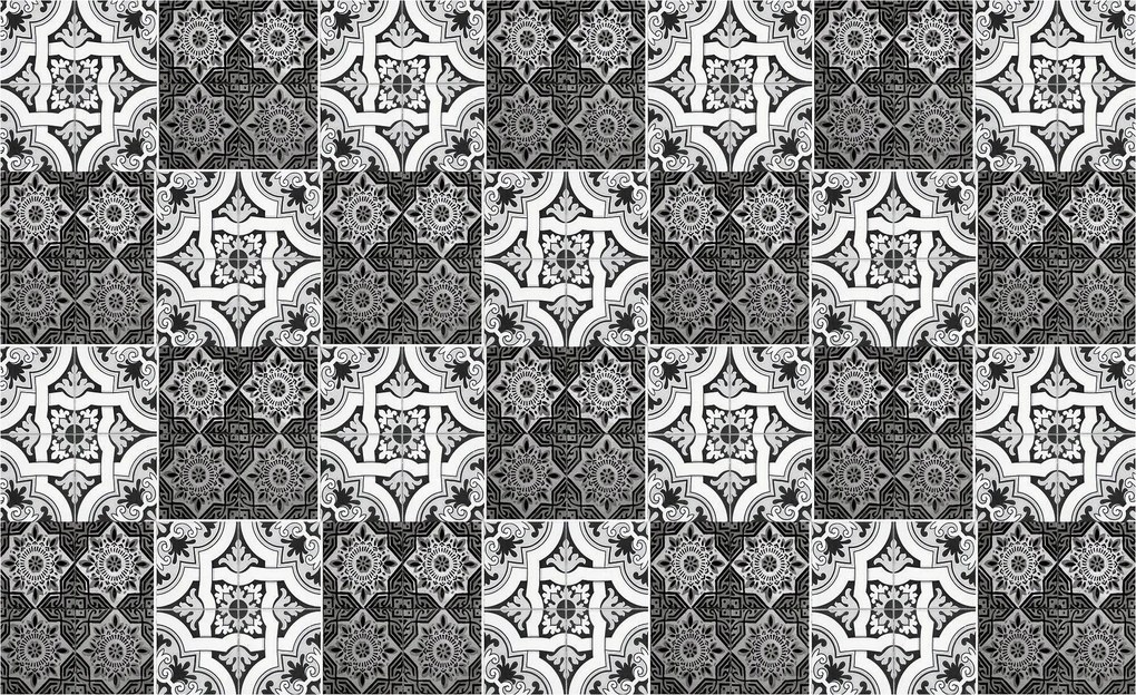 Fotótapéta Retro Csempe Geometrikus Virágok cz-b vinil 368x280 +ragasztó