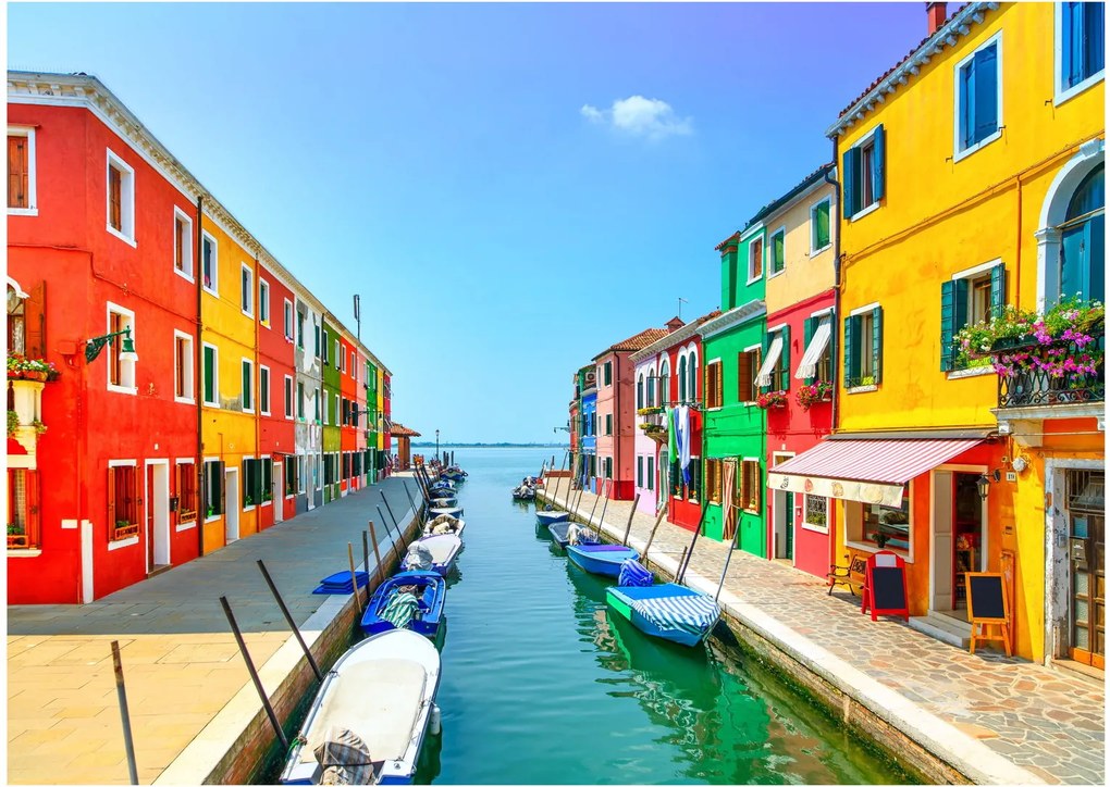 Kép - Burano sziget, Velence, Olaszország (üvegen) (70x50 cm)
