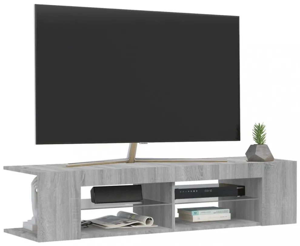 szürke sonoma színű TV-szekrény LED-lámpákkal 135 x 39 x 30 cm