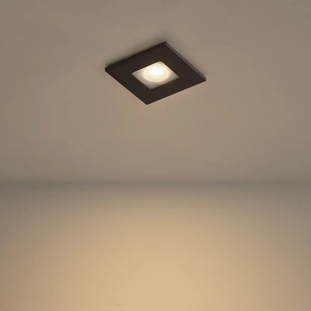 Modern süllyesztett spotlámpa sötét bronz négyzet IP44 - Qure