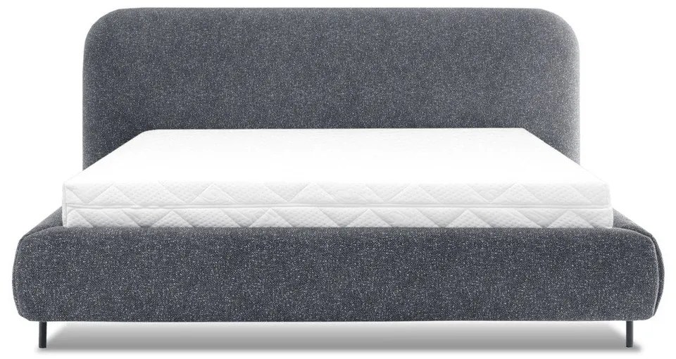 Kék kárpitozott ágyneműtartós franciaágy ágyráccsal 160x200 cm Pointt – ELTAP