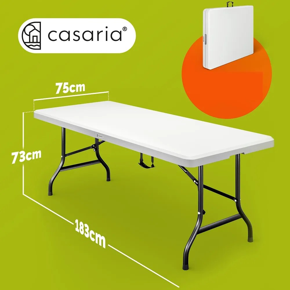 KAMIL összecsukható büféasztal, 76x183x74cm, fehér Casaria