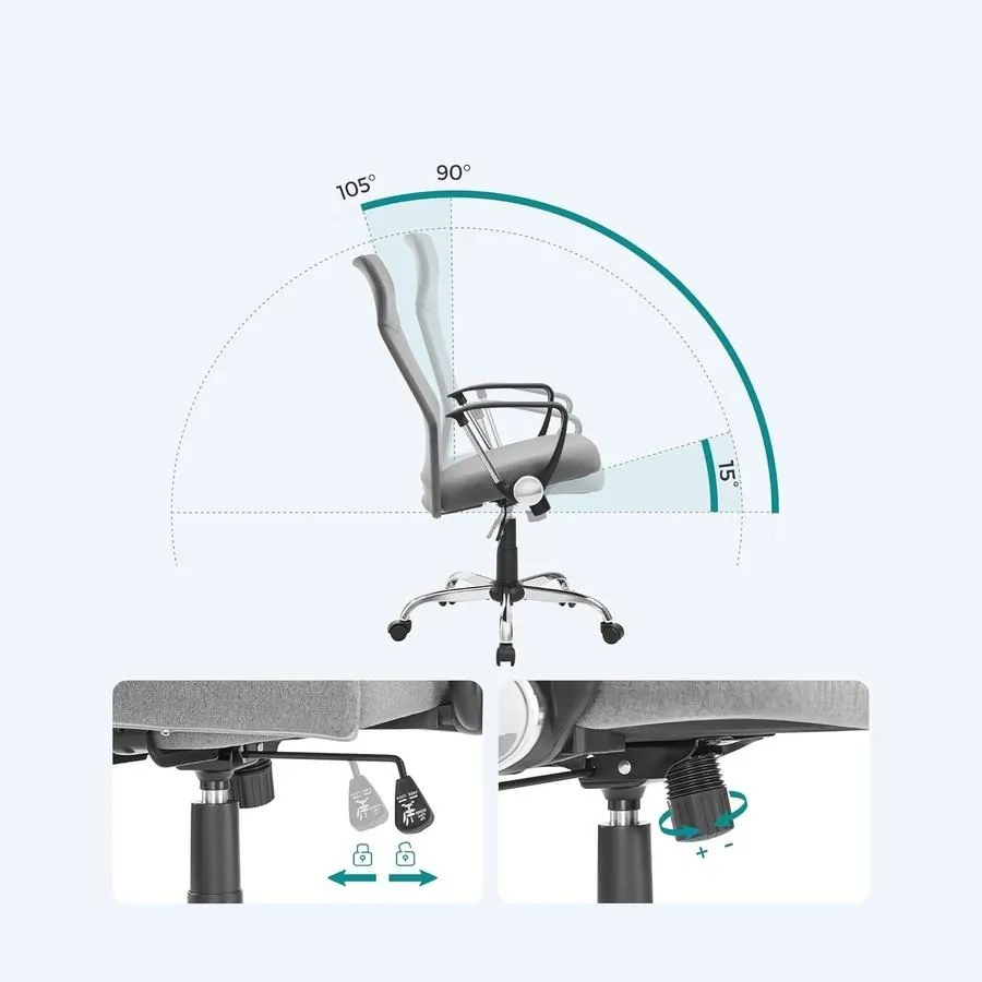 Irodai szék, ergonomikus szék párnázott üléssel, szürke