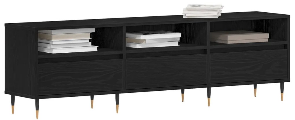 vidaXL TV szekrény fiókkal Fekete tölgy 150 x 30 x 44,5 cm Faanyag