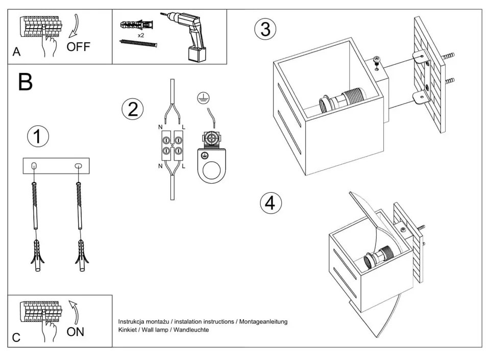Szürke fali lámpa Carlo – Sollux