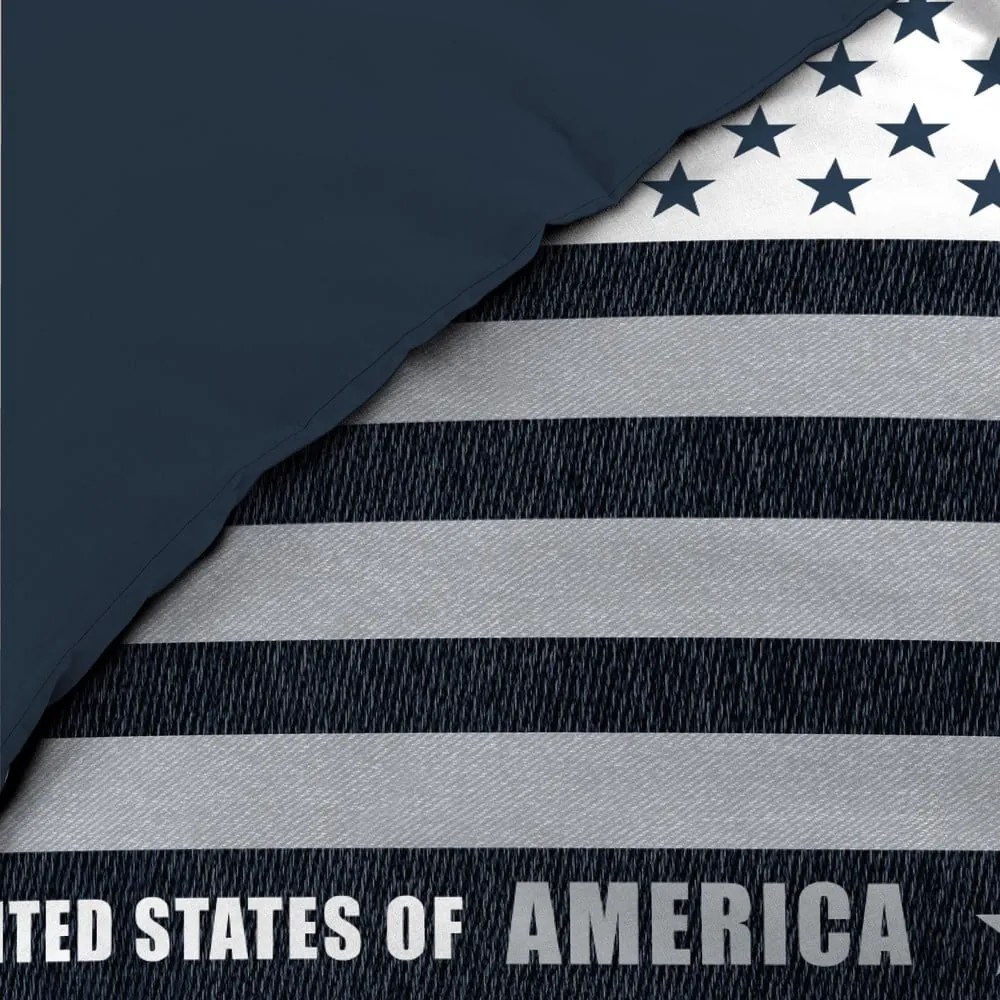 Sötétkék egyszemélyes pamut ágyneműhuzat 140x200 cm States – douceur d'intérieur