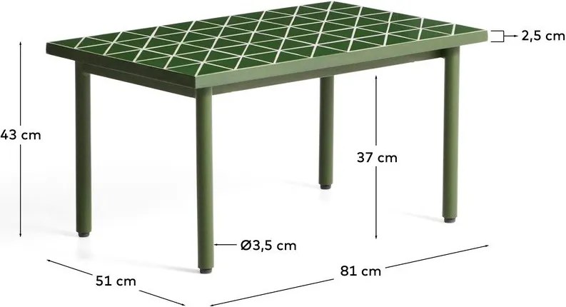 Kerti kisasztal kerámia asztallappal 51x81 cm Maurina – Kave Home