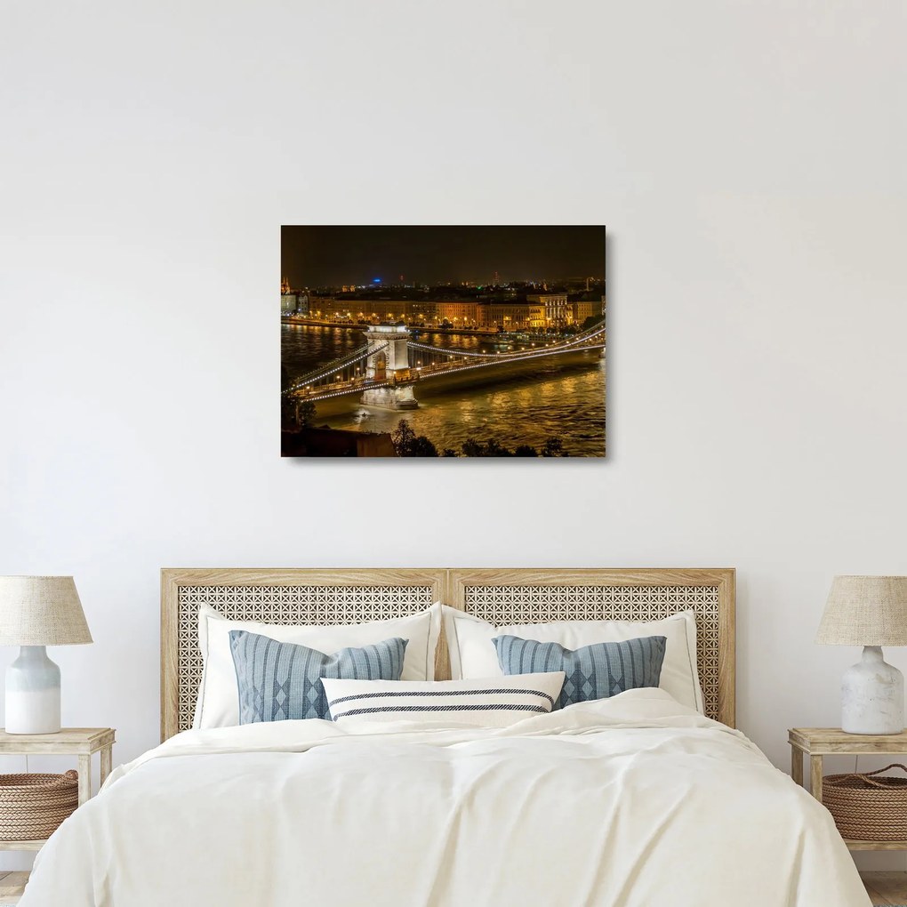 Éjszakai város képe (üvegen) (70x50 cm)
