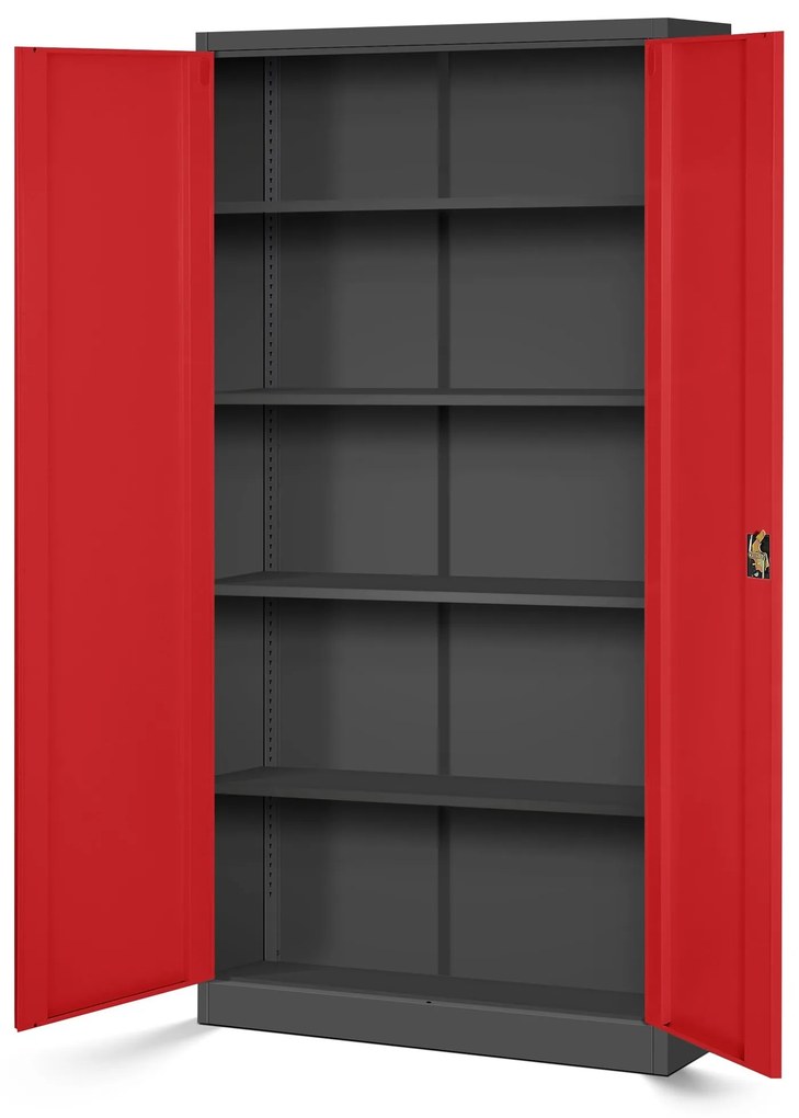 4× fém irodai iratszekrényből álló készlet, antracit-piros, 900x1950x400 mm: JAN H
