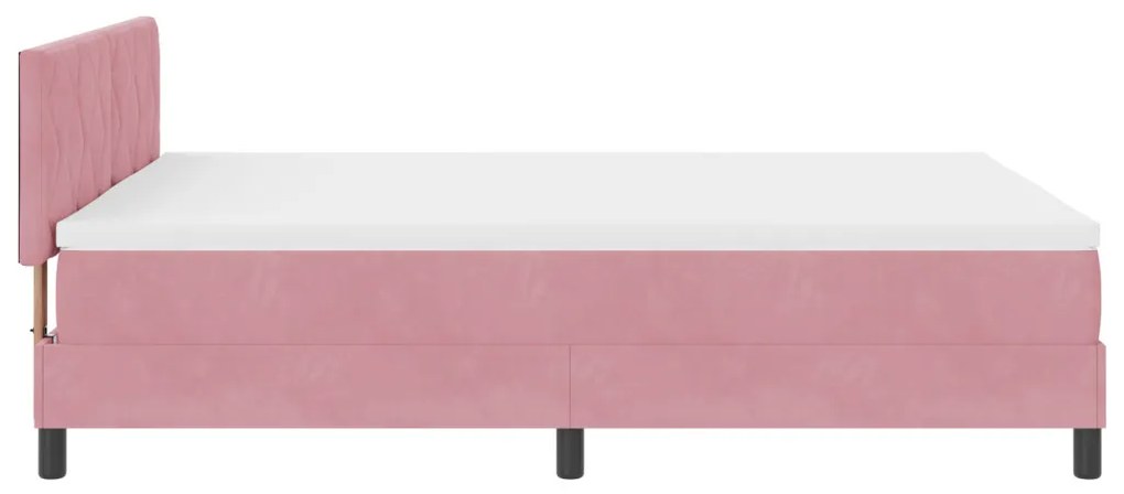 Boxspring Ágy Mattal & LED Rózsaszín 160x200 cm Bársony