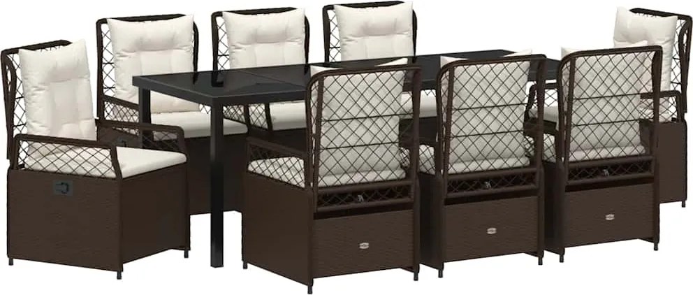 vidaXL Kert étkező szett 9 pcs Barna polirattan