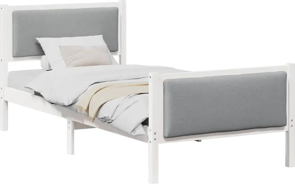vidaXL Ágykeret fejtámlával Világosszürke 90 x 200 cm szövet