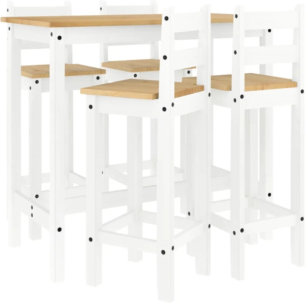 5 részes fehér tömör fenyőfa bárszett