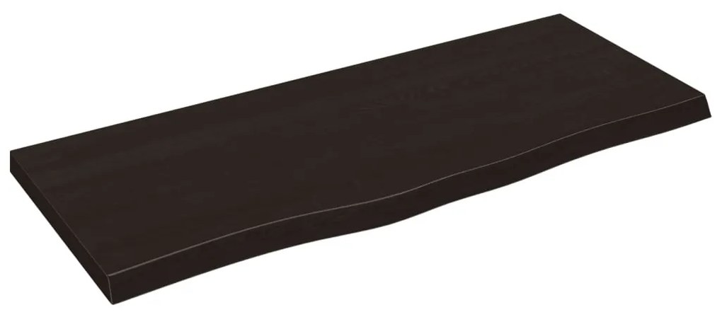 sötétbarna kezelt tömör tölgyfa fali polc 100x40x(2-4) cm