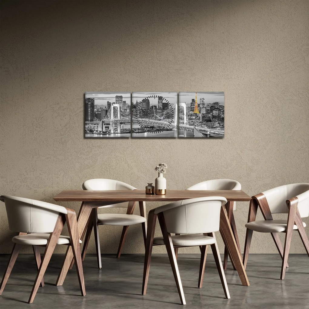 Kép - A nagyváros a sárga toronnyal (órával) (90x30 cm)