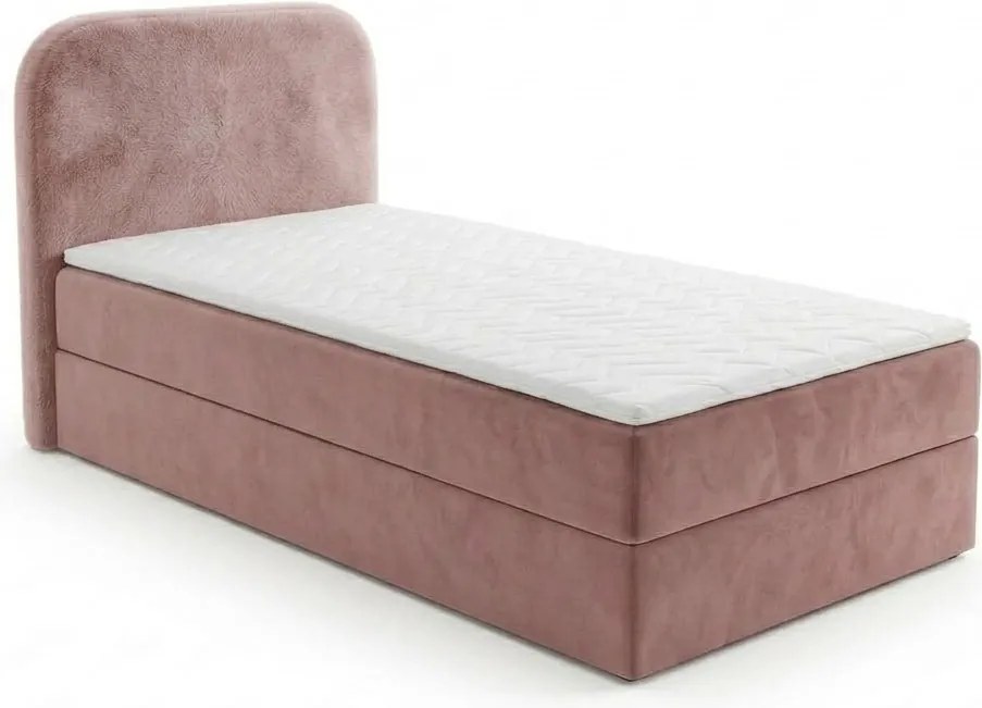 Kárpitozott boxspring ágy FORENA 90x200 cm ódon rózsaszínű Matrac: Bonell rugós matrac