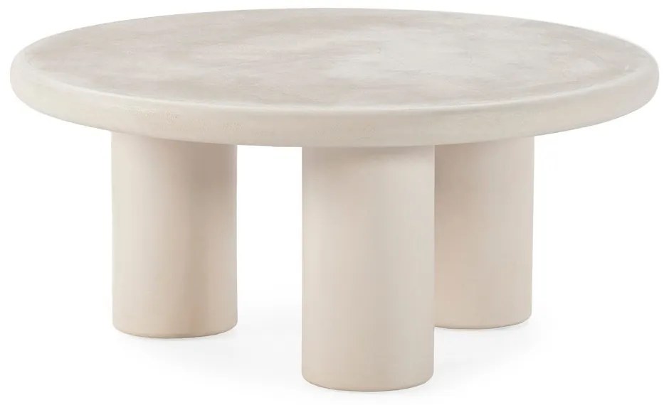Krémszínű kerek dohányzóasztal kő dekorral ø 80 cm Iriel – MOME
