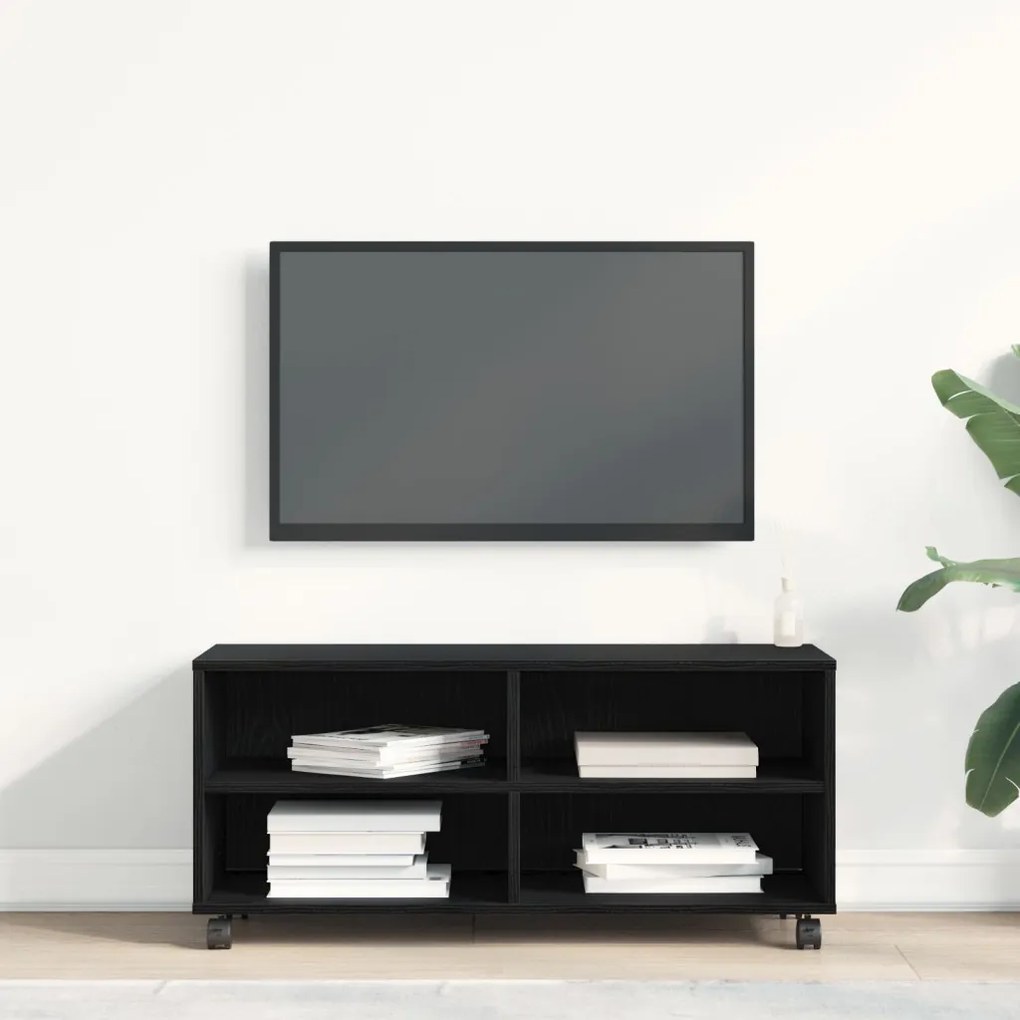 TV Szekrény Fekete 90x35x35 cm Mérnöki Fa