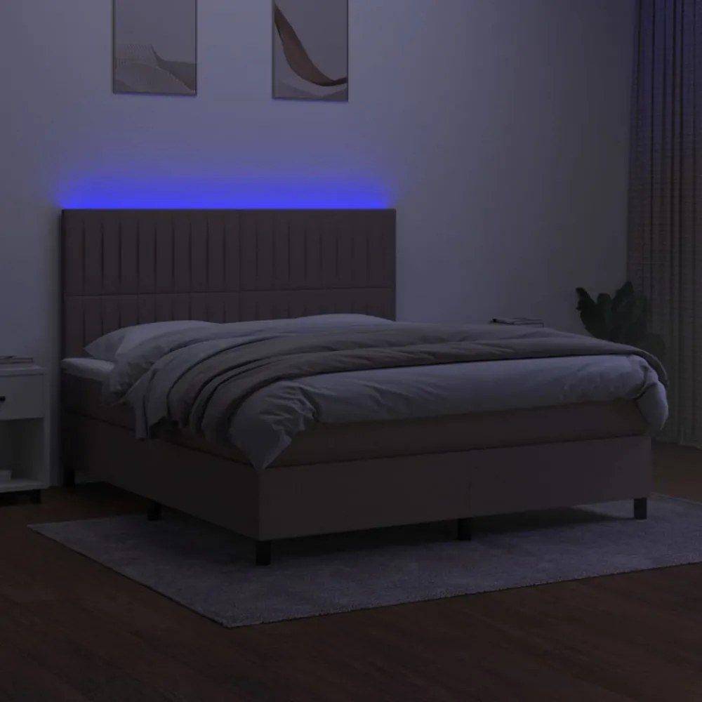 tópszínű szövet rugós és LED-es ágy matraccal 160x200 cm