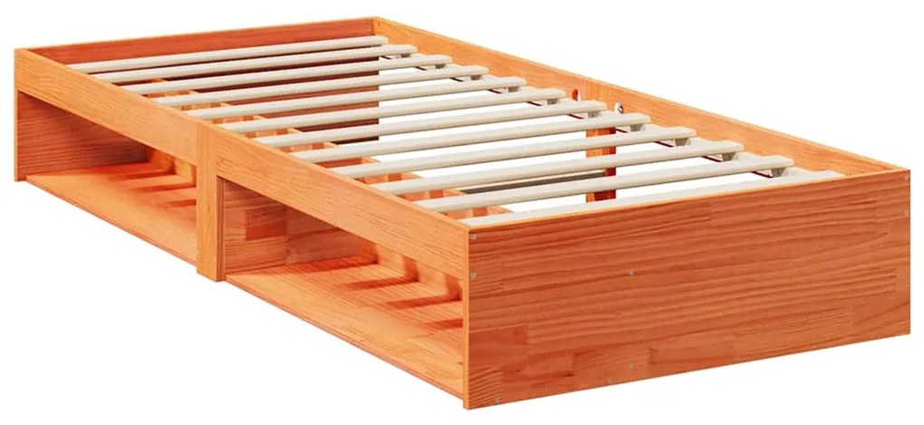 nappali ágy matraccal viaszbarna 100x200 cm tömör fa fenyőfa