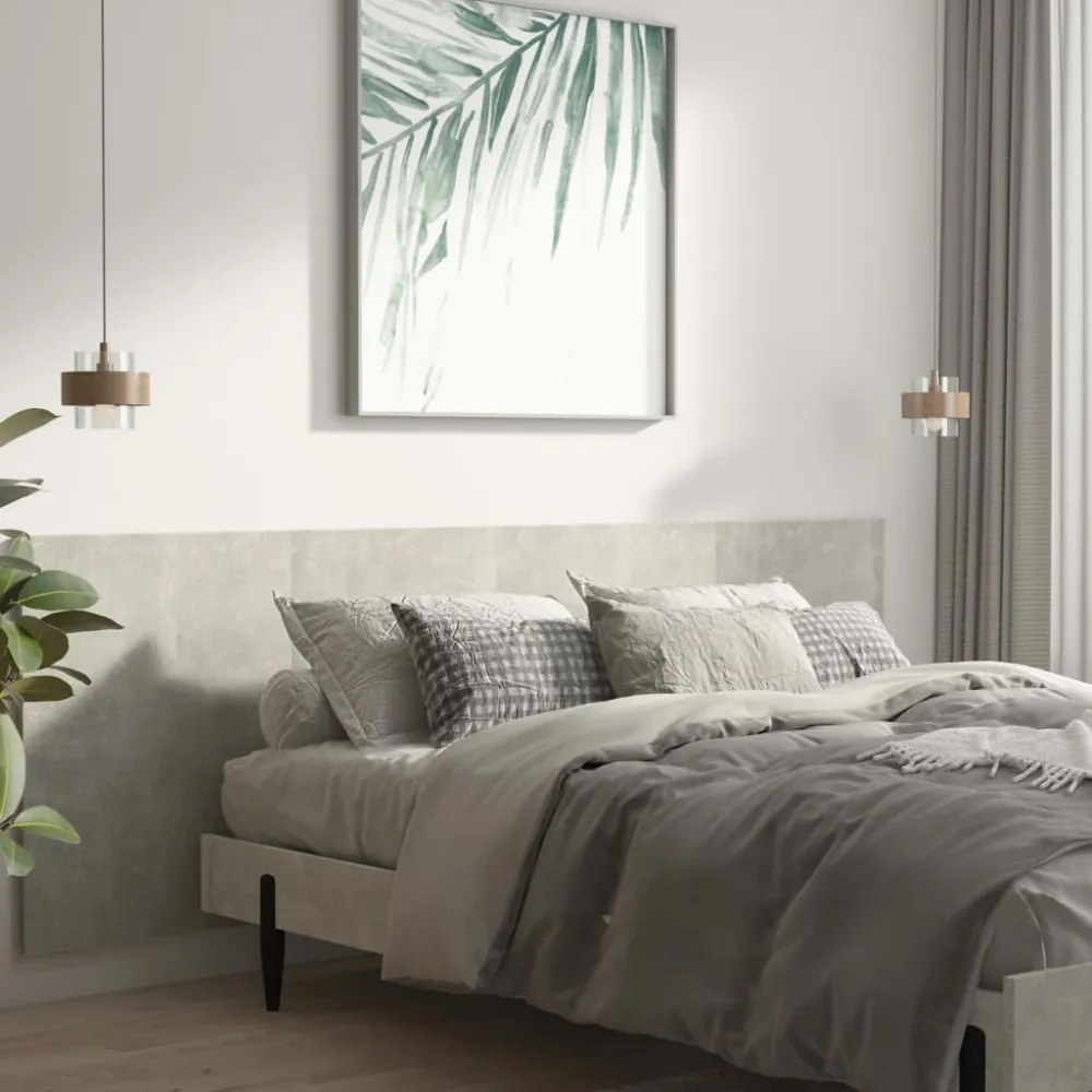 betonszürke szerelt fali fejtámla 240 x 1,5 x 80 cm