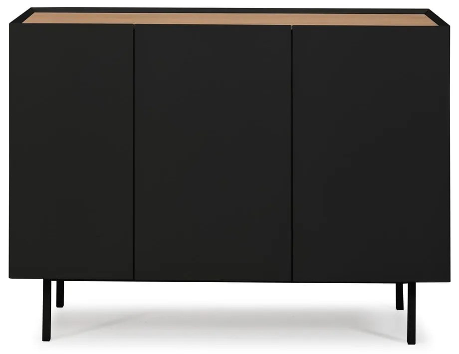 Fekete-natúr színű alacsony komód tölgyfa dekorral 110x85 cm Arista – Teulat