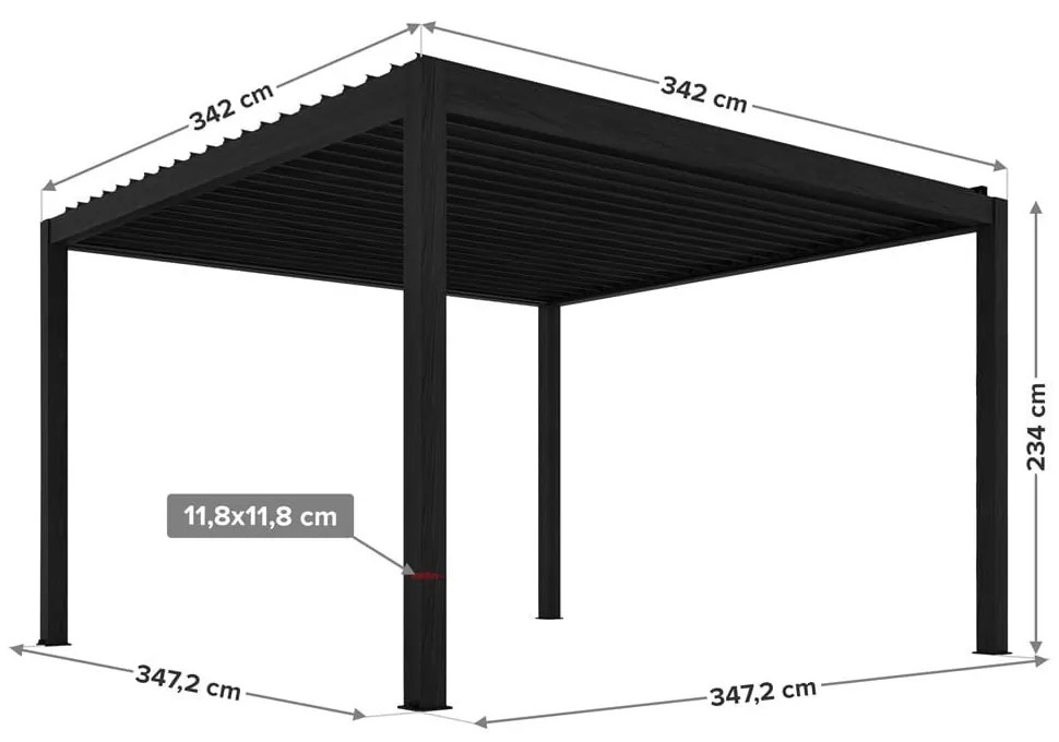 LUXE elektromos pergola 3,5x3,5 m antracit LED világítással