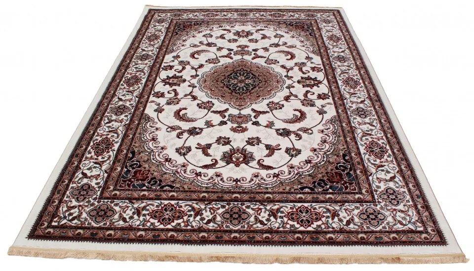 Gépi perzsa szőnyeg bézs Isfahan 160x230 klasszikus nappali szőnyeg