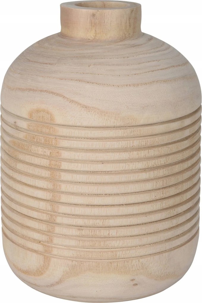 Fából Készült Díszváza natúr száraz virágokkal világos barna Ø 15cm x 21cm