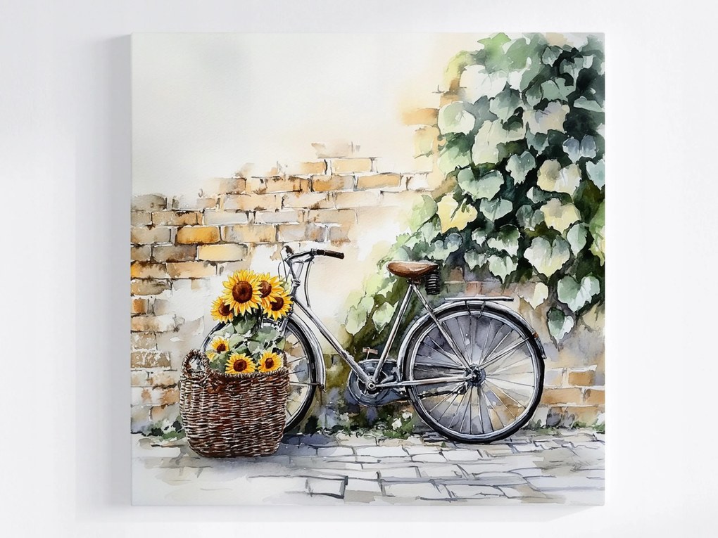 Poszter Régi Kerékpár Virágok Napraforgók Fal Vintage 40x40